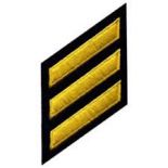 Uniform Hash Marks for Years of Service - Medium Gold on Navy Felt